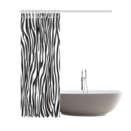 Zebra Stripes Pattern - Traditional Black White Shower Curtain 72"x84"