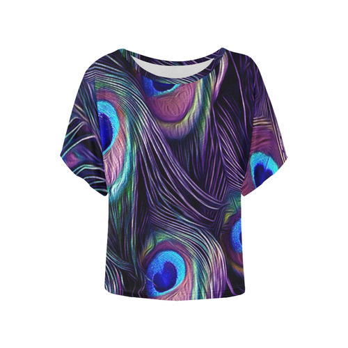 Peacock Women's Batwing-Sleeved Blouse T shirt (Model T44)