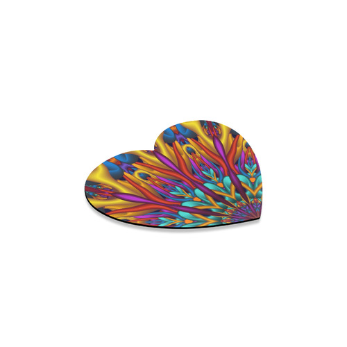 Amazing colors fractal mandala Upwards Version Heart Coaster