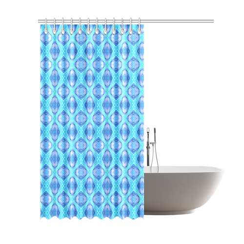 Abstract Circles Arches Lattice Aqua Blue Shower Curtain 69"x84"