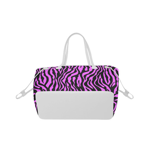 Zebra Stripes Pattern - Trend Colors Black Pink Clover Canvas Tote Bag (Model 1661)