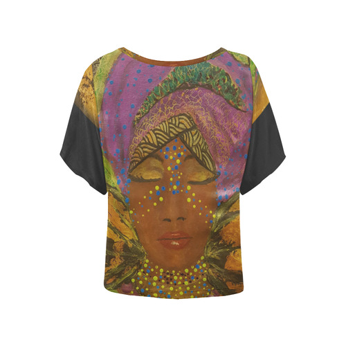 African Radiance nwm Women's Batwing-Sleeved Blouse T shirt (Model T44)