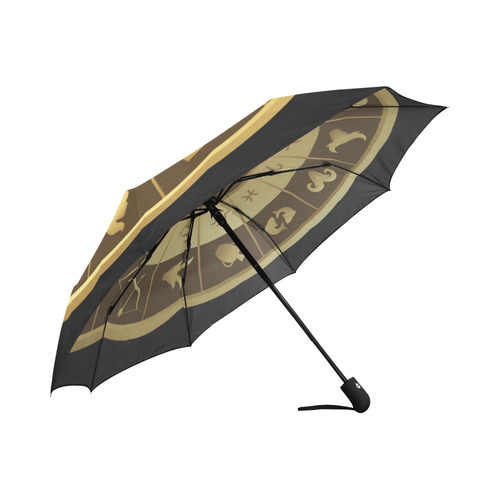 Black Gold Zodiac Astrology Circle Auto-Foldable Umbrella (Model U04)