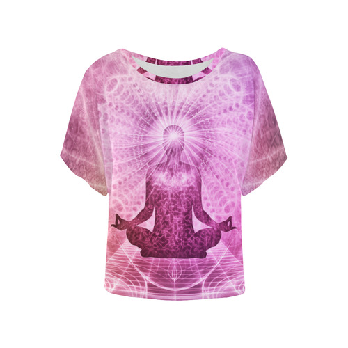 Holy Yoga Lotus Meditation Women's Batwing-Sleeved Blouse T shirt (Model T44)