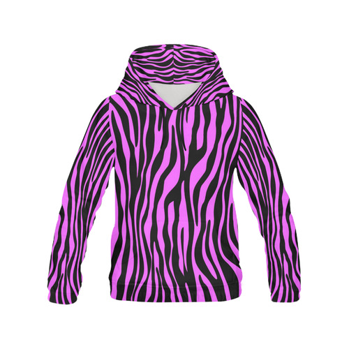 Zebra Stripes Pattern - Trend Colors Black Pink All Over Print Hoodie for Women (USA Size) (Model H13)