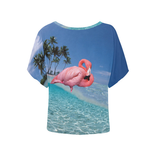 Flamingo and Palms Women's Batwing-Sleeved Blouse T shirt (Model T44)