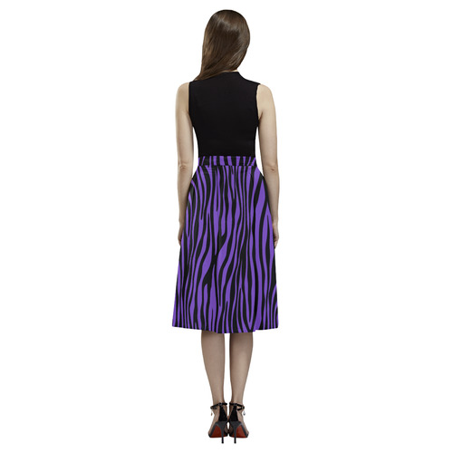 Zebra Stripes Pattern - Black Clear Aoede Crepe Skirt (Model D16)