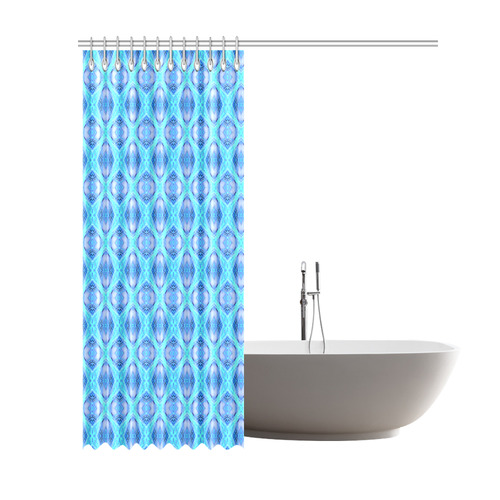 Abstract Circles Arches Lattice Aqua Blue Shower Curtain 69"x84"