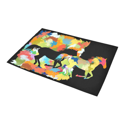 Horse  Shape Galloping out of Colorful Splash Azalea Doormat 24" x 16" (Sponge Material)