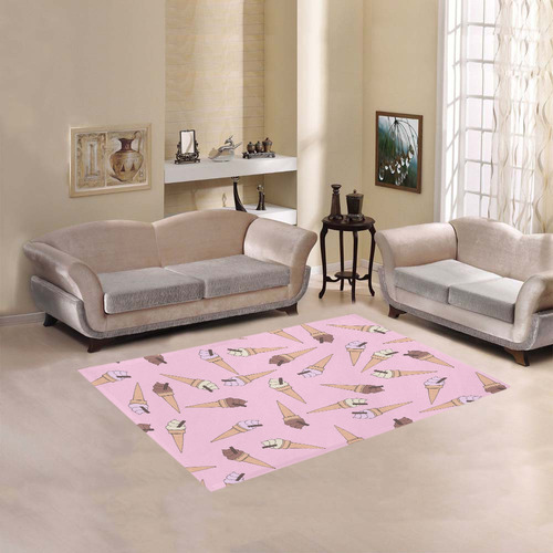 Pink Fun Ice Cream Pattern Area Rug 5'3''x4'