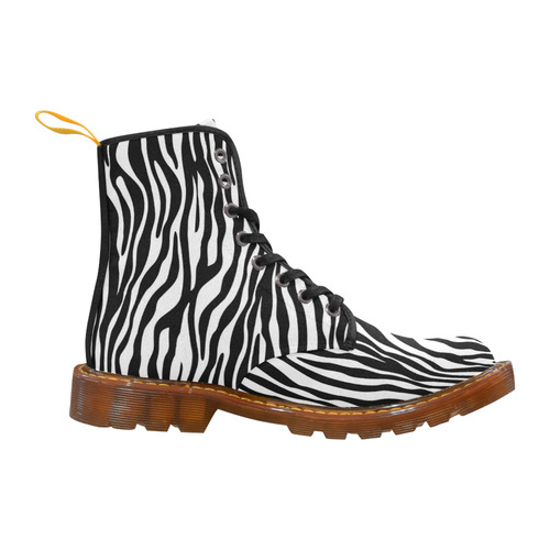 Zebra Stripes Pattern - Traditional Colors Black W Martin Boots For Women Model 1203H