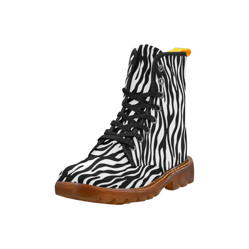 Zebra Stripes Pattern - Traditional Colors Black W Martin Boots For Women Model 1203H