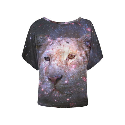 Tiger and Galaxy Women's Batwing-Sleeved Blouse T shirt (Model T44)