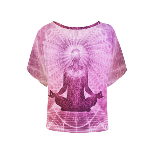 Holy Yoga Lotus Meditation Women's Batwing-Sleeved Blouse T shirt (Model T44)
