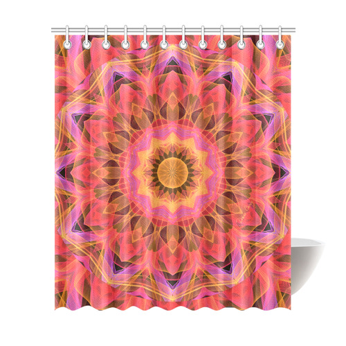 Abstract Peach Violet Mandala Ribbon Candy Lace Shower Curtain 72"x84"