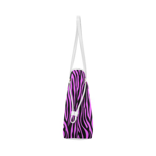 Zebra Stripes Pattern - Trend Colors Black Pink Clover Canvas Tote Bag (Model 1661)