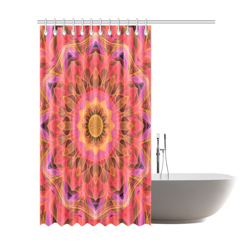 Abstract Peach Violet Mandala Ribbon Candy Lace Shower Curtain 72"x84"