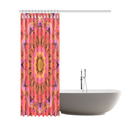 Abstract Peach Violet Mandala Ribbon Candy Lace Shower Curtain 72"x84"