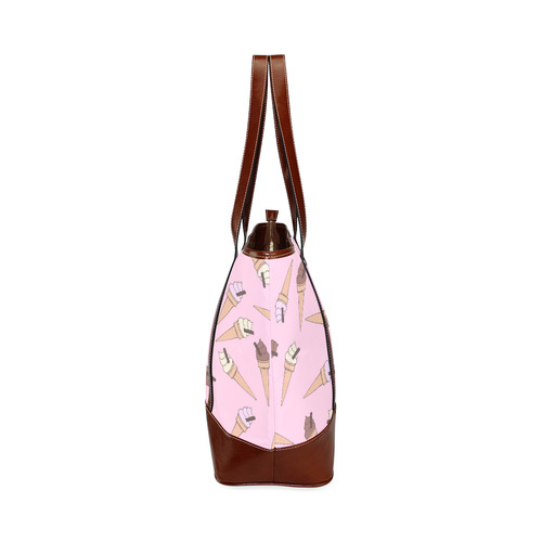 Pink Fun Ice Cream Pattern Tote Handbag (Model 1642)