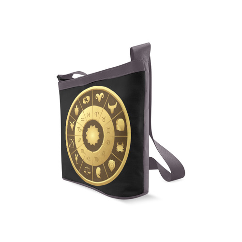 Black Gold Zodiac Astrology Circle Crossbody Bags (Model 1613)