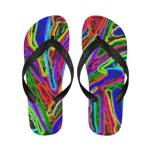 Neon Black Magic Art Flip Flops for Men/Women (Model 040)