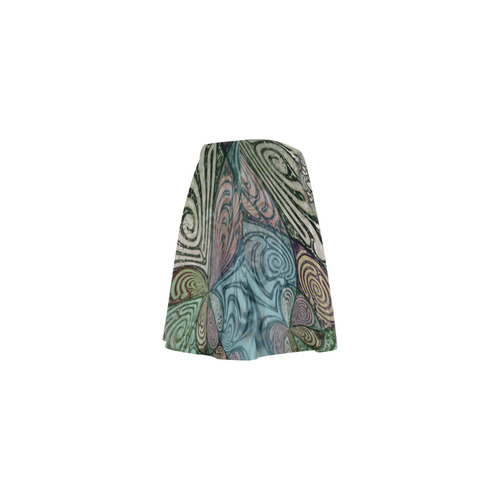 Labyrinth Mandala Blue Green Grey Mini Skating Skirt (Model D36)