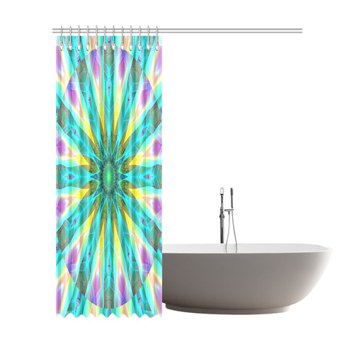 Golden Violet Peacock Sunrise Abstract Wind Flower Shower Curtain 72"x84"