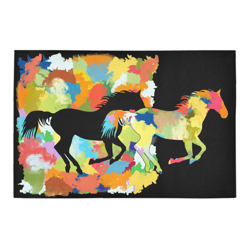 Horse  Shape Galloping out of Colorful Splash Azalea Doormat 24" x 16" (Sponge Material)