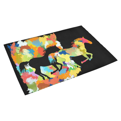 Horse  Shape Galloping out of Colorful Splash Azalea Doormat 30" x 18" (Sponge Material)