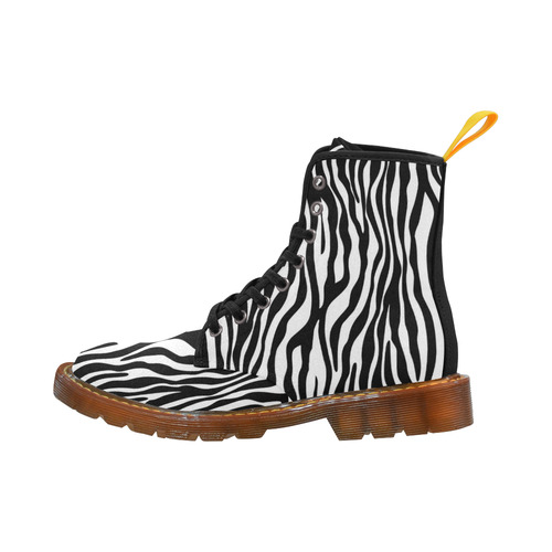 Zebra Stripes Pattern - Traditional Colors Black W Martin Boots For Women Model 1203H