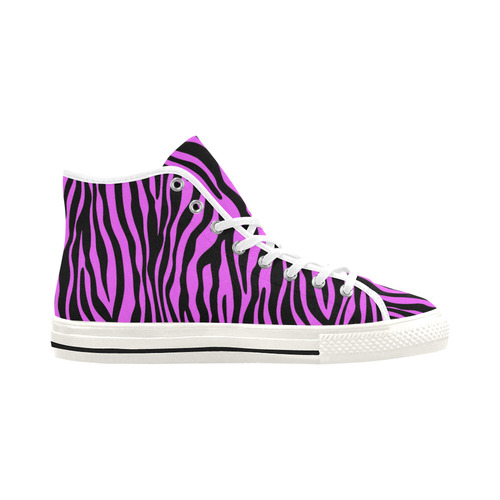 Zebra Stripes Pattern - Trend Colors Black Pink Vancouver H Men's Canvas Shoes (1013-1)