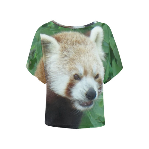 red Panda 517 by JamColors Women's Batwing-Sleeved Blouse T shirt (Model T44)