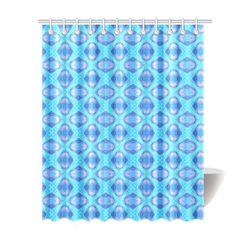 Abstract Circles Arches Lattice Aqua Blue Shower Curtain 69"x84"