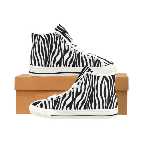 Zebra Stripes Pattern - Traditional Colors Black W Vancouver H Women's Canvas Shoes (1013-1)