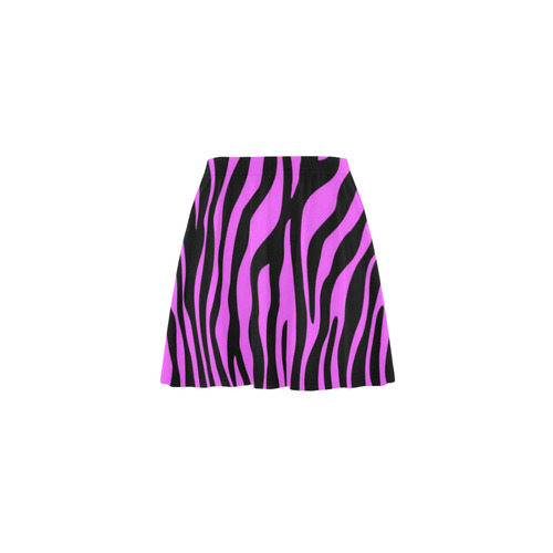 Zebra Stripes Pattern - Trend Colors Black Pink Mini Skating Skirt (Model D36)