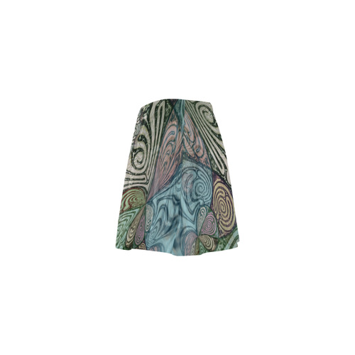 Labyrinth Mandala Blue Green Grey Mini Skating Skirt (Model D36)