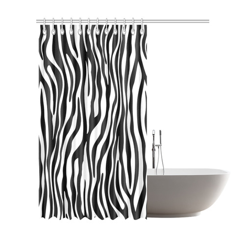 Zebra Stripes Pattern - Traditional Black White Shower Curtain 72"x84"