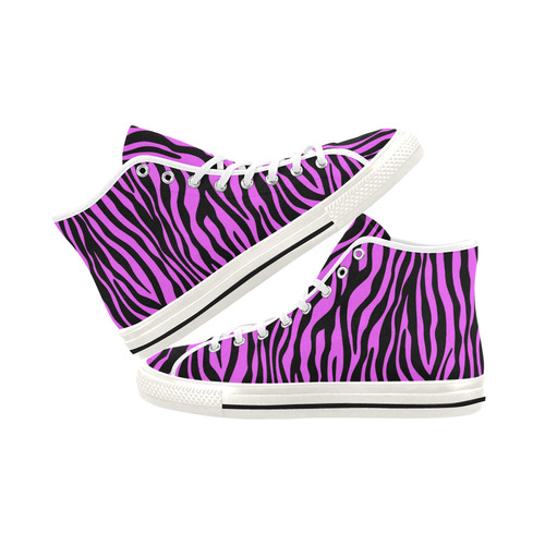 Zebra Stripes Pattern - Trend Colors Black Pink Vancouver H Men's Canvas Shoes (1013-1)