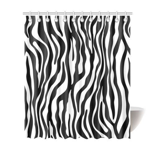 Zebra Stripes Pattern - Traditional Black White Shower Curtain 72"x84"