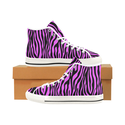 Zebra Stripes Pattern - Trend Colors Black Pink Vancouver H Men's Canvas Shoes (1013-1)