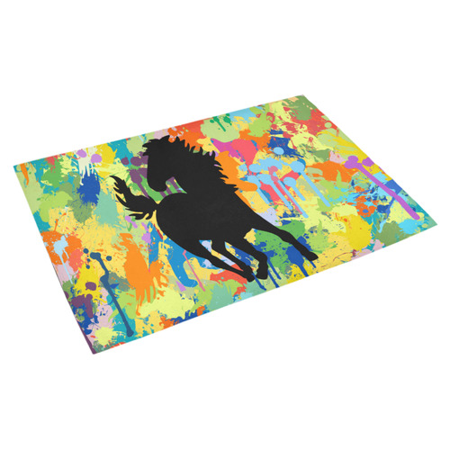 Horse Shape Template Colorful Splash Azalea Doormat 30" x 18" (Sponge Material)