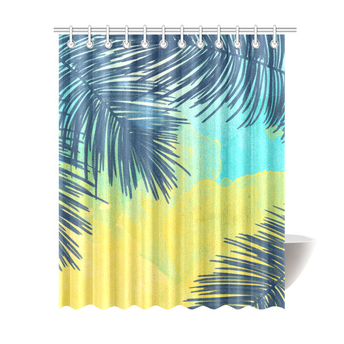 Palm Trees Tropical Watercolor Shower Curtain 69"x84"