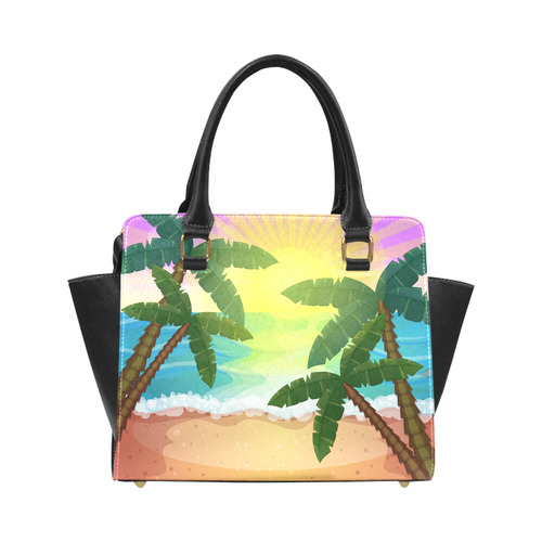 Tropical Sunset Palm Trees Beach Classic Shoulder Handbag (Model 1653)