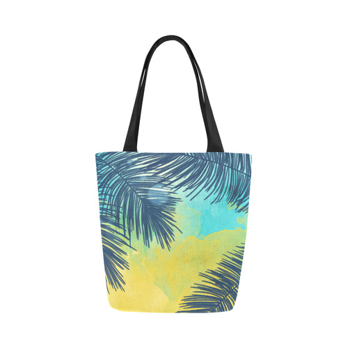 Palm Trees Tropical Watercolor Canvas Tote Bag (Model 1657)