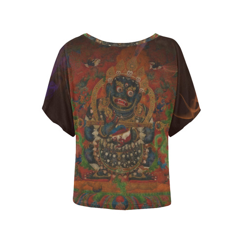 Tibetan Buddhism Mahakala Women's Batwing-Sleeved Blouse T shirt (Model T44)
