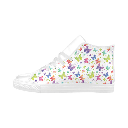 Colorful Butterflies Aquila High Top Microfiber Leather Women's Shoes (Model 032)
