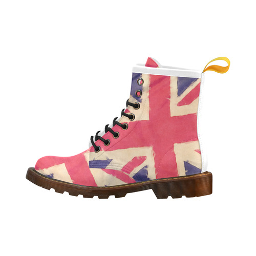 British UNION JACK flag grunge style High Grade PU Leather Martin Boots For Women Model 402H