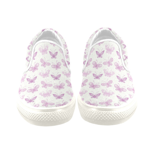 Fantastic Pink Butterflies Women's Slip-on Canvas Shoes/Large Size (Model 019)