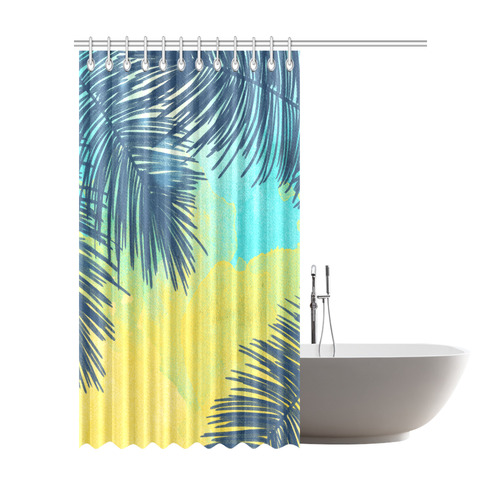 Palm Trees Tropical Watercolor Shower Curtain 72"x84"