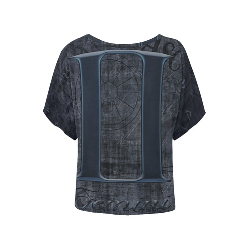 Astrology Zodiac Sign Gemini in Grunge Style Women's Batwing-Sleeved Blouse T shirt (Model T44)
